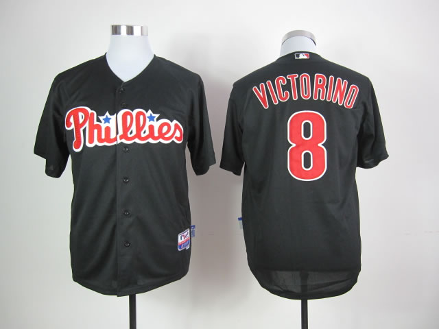 Men Philadelphia Phillies 8 Victorino Black MLB Jerseys